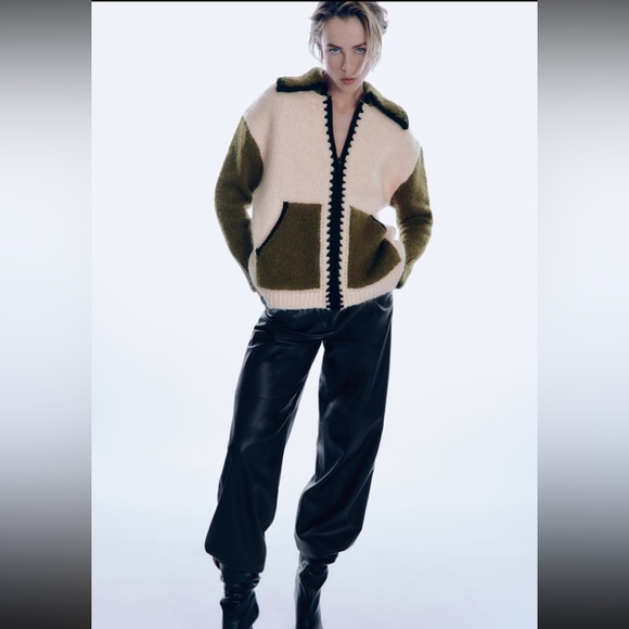 Women Zara Combination Knit Cardigan Sweater Size Small - Picture 3 of 11